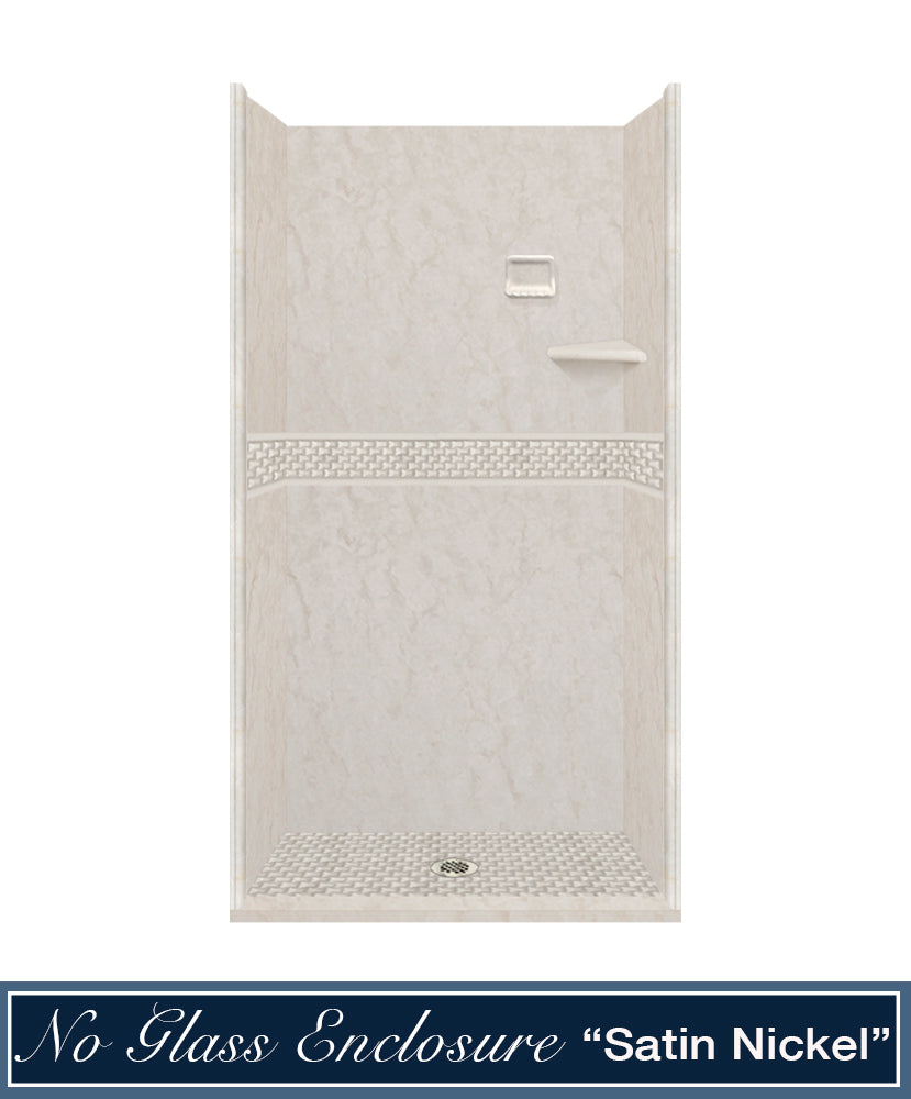 60" Alcove Rafe Medici Marble & Jewel Stone Accent Shower Remodel Kit