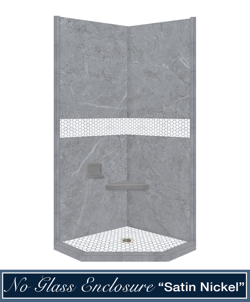 Grio Marble Pearl Hex Mosaic Neo Shower Enclosure Kit