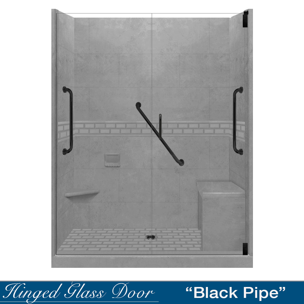 Freedom 60" Alcove Wet Cement Sistine Stone & Subway Stone Accent Shower Remodel Kit