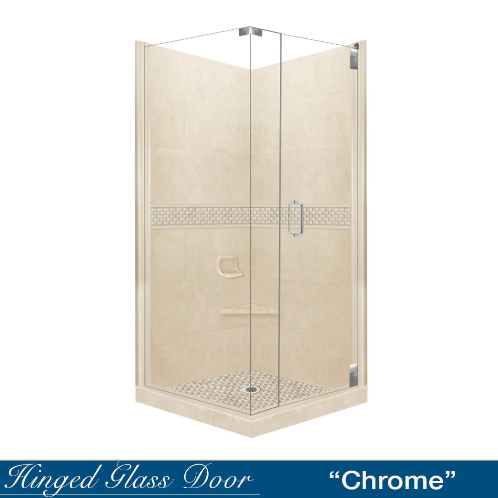 Corner Desert Sand Sistine Stone & Jewel Stone Accent Shower Remodel Kit