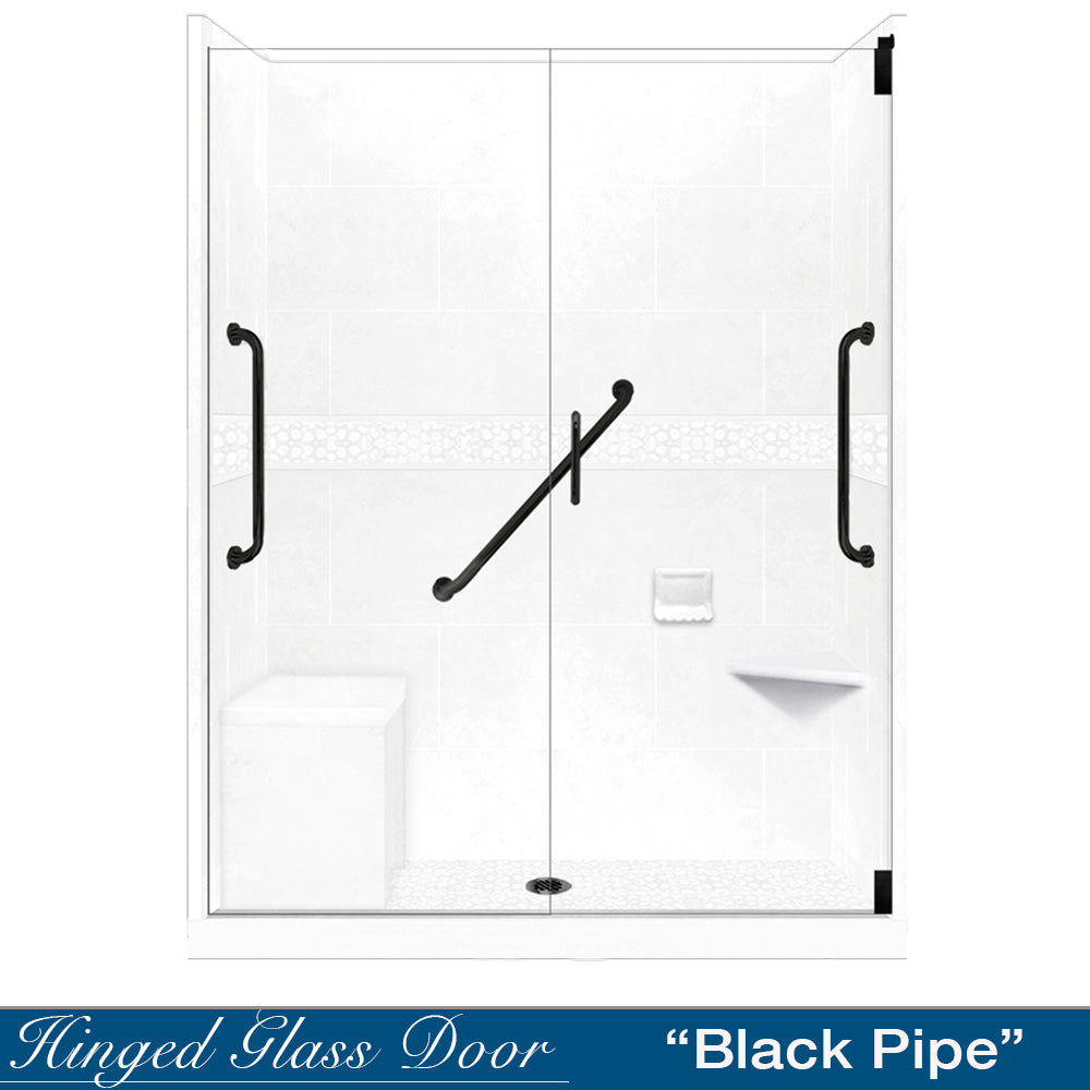 Freedom 60" Alcove Natural Buff Sistine Stone & Pebble Stone Accent Shower Remodel Kit