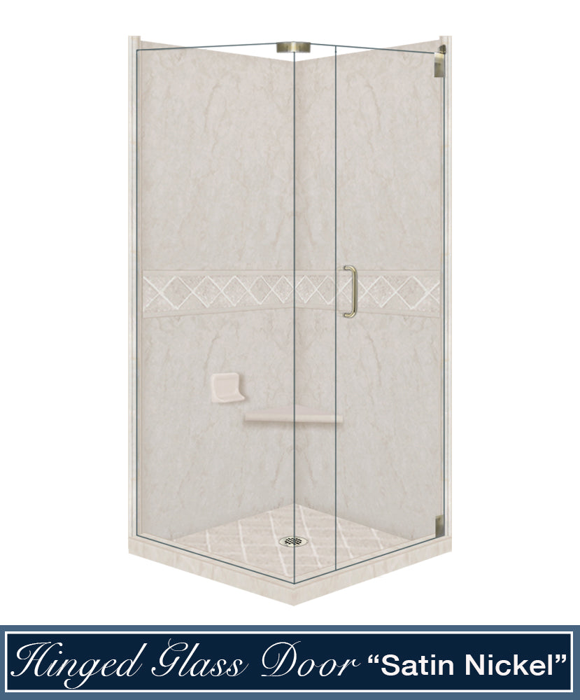 Rafe Marble Diamond Corner Shower Enclosure Kit