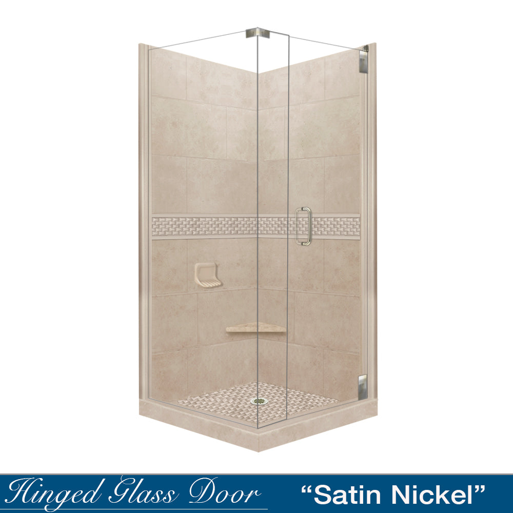 Corner Brown Sugar Sistine Stone & Jewel Stone Accent Shower Remodel Kit