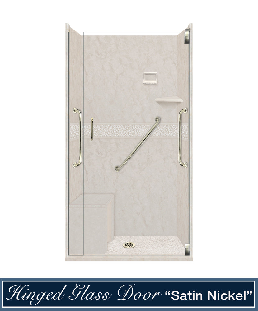 Freedom Rafe Marble Pebble Alcove Shower Enclosure Kit