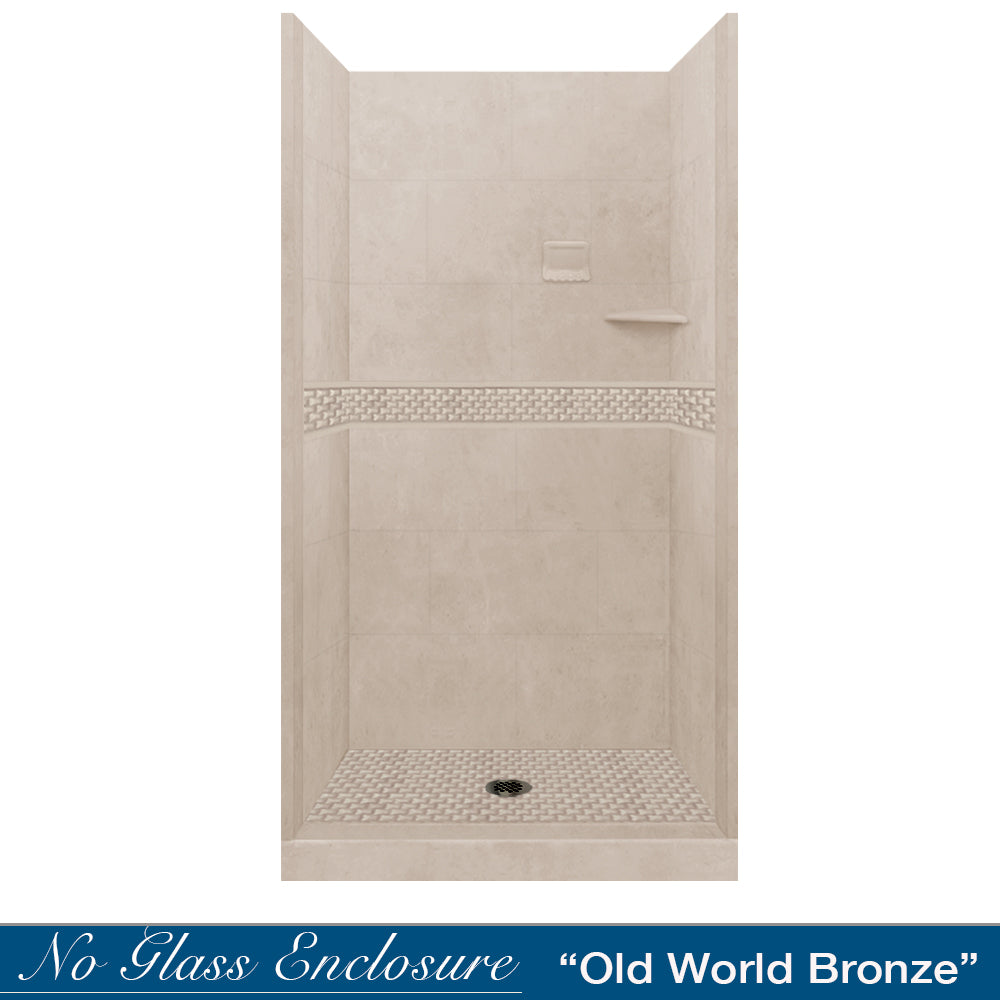 Alcove Brown Sugar Sistine Stone & Jewel Stone Accent Shower Remodel Kit