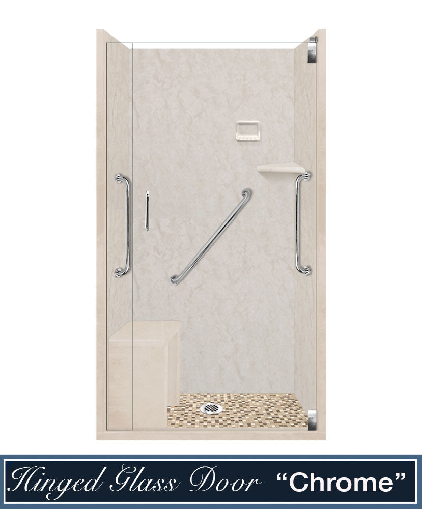 Freedom Rafe Marble Roma Mosaic Alcove Shower Enclosure Kit