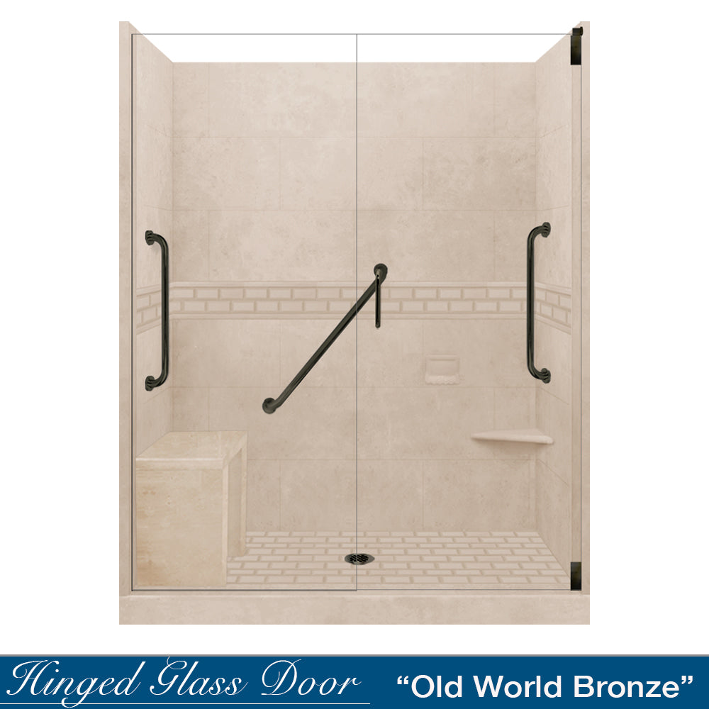 Freedom Subway Brown Sugar 60" Alcove Shower Enclosure Kit
