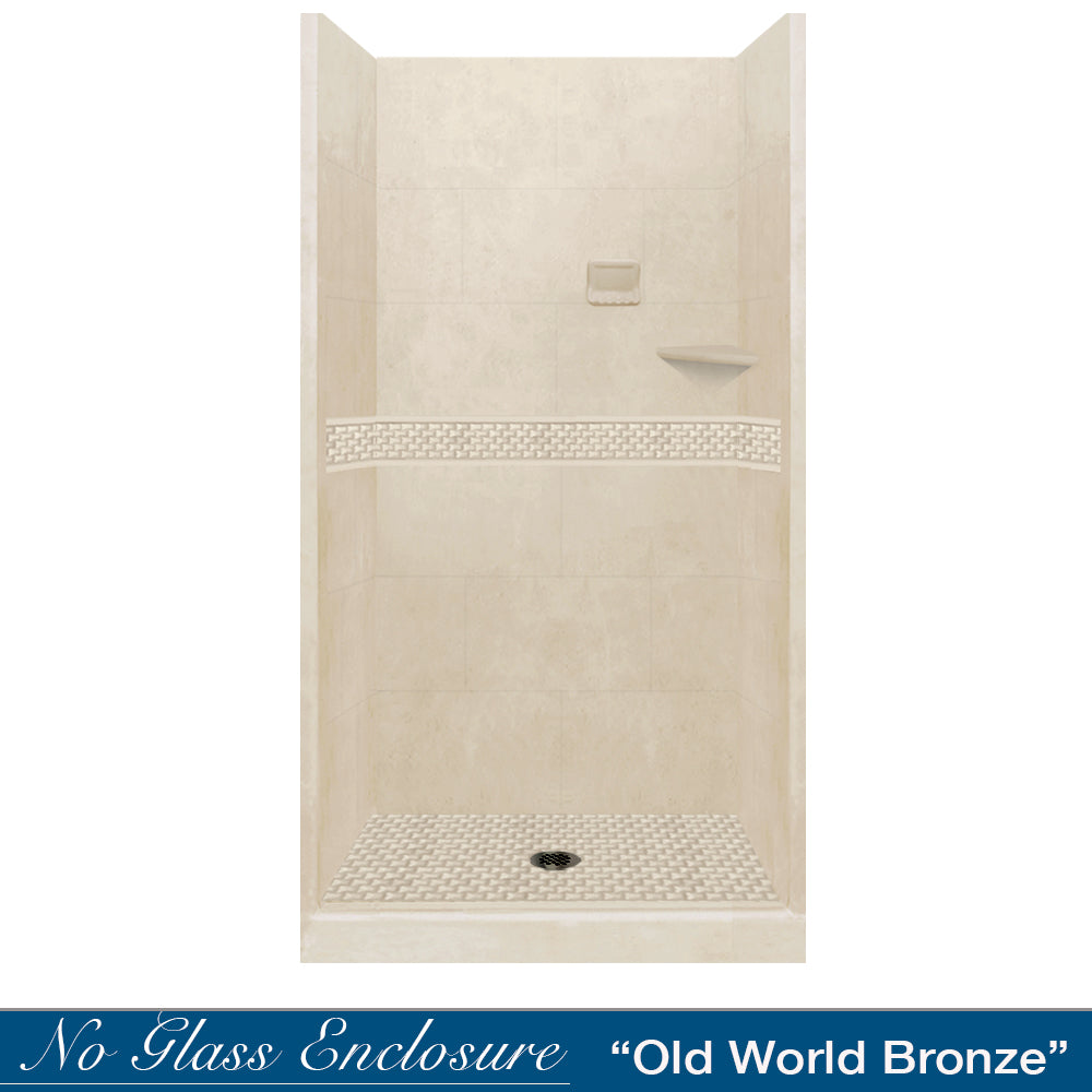 Alcove Desert Sand Sistine Stone & Jewel Stone Accent Shower Remodel Kit