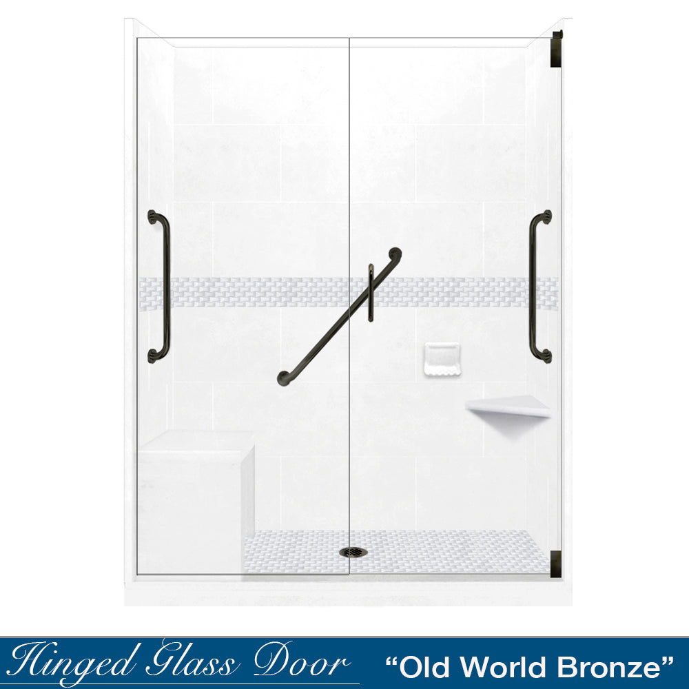 Freedom 60" Alcove Natural Buff Sistine Stone & Jewel Stone Accent Shower Remodel Kit