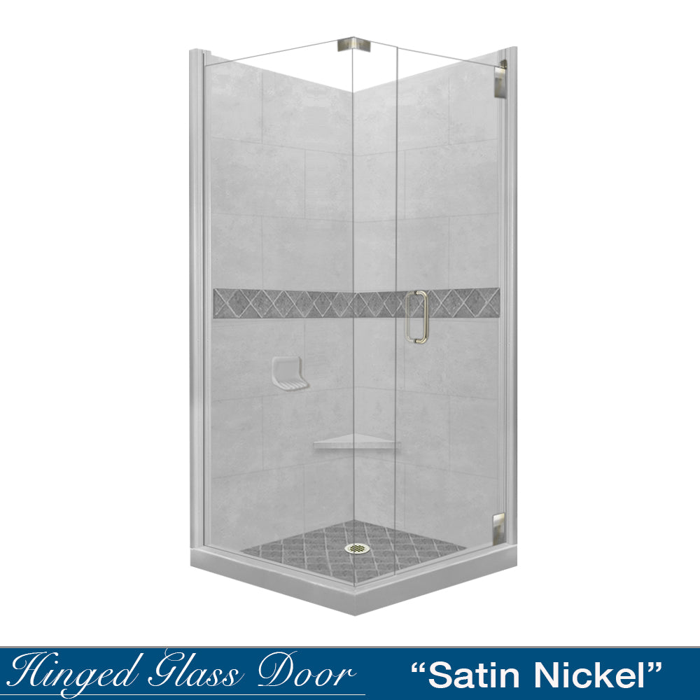 Corner Portland Cement Sistine Stone & Diamond Stone Accent Shower Remodel Kit