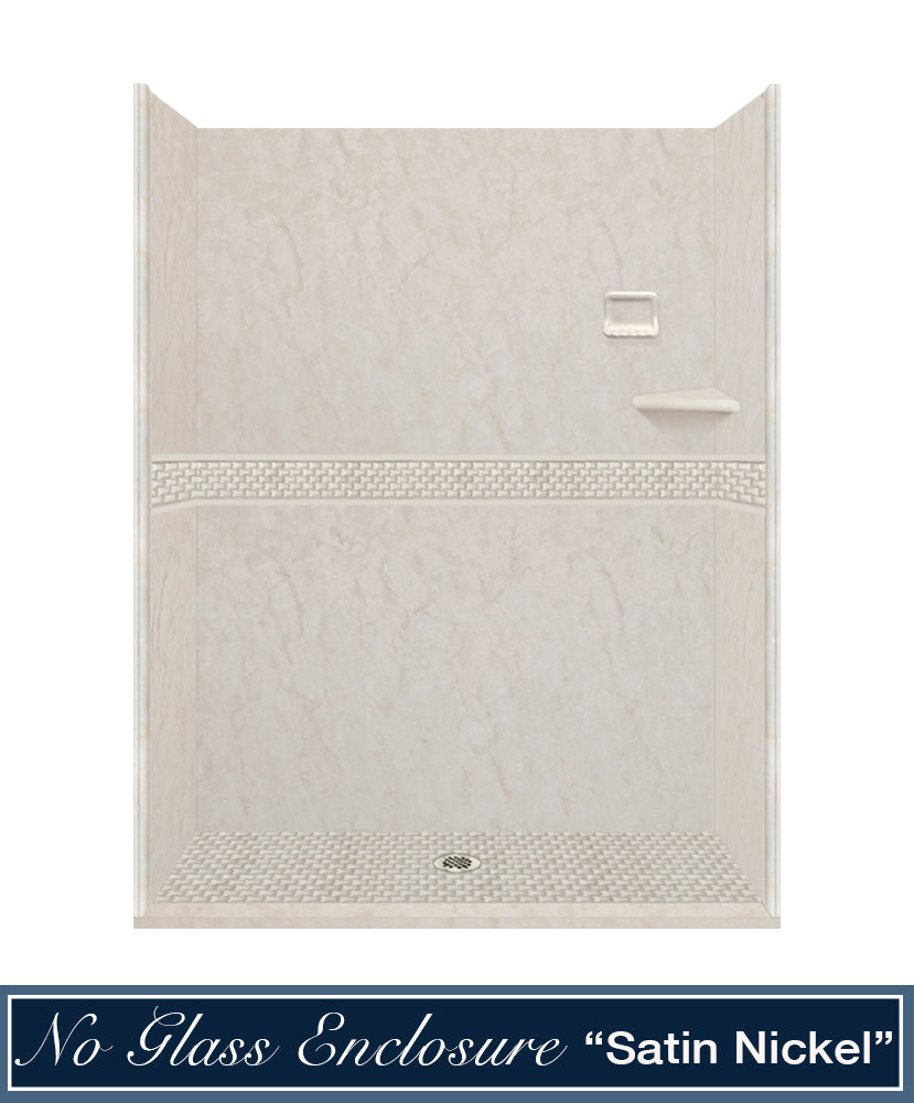 60" Alcove Rafe Medici Marble & Jewel Stone Accent Shower Remodel Kit