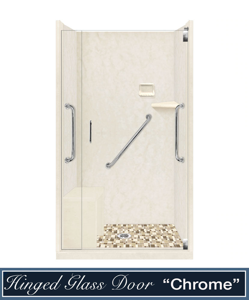 Freedom Alcove Rafe Medici Marble & Tuscany Mosaic Accent Shower Remodel Kit