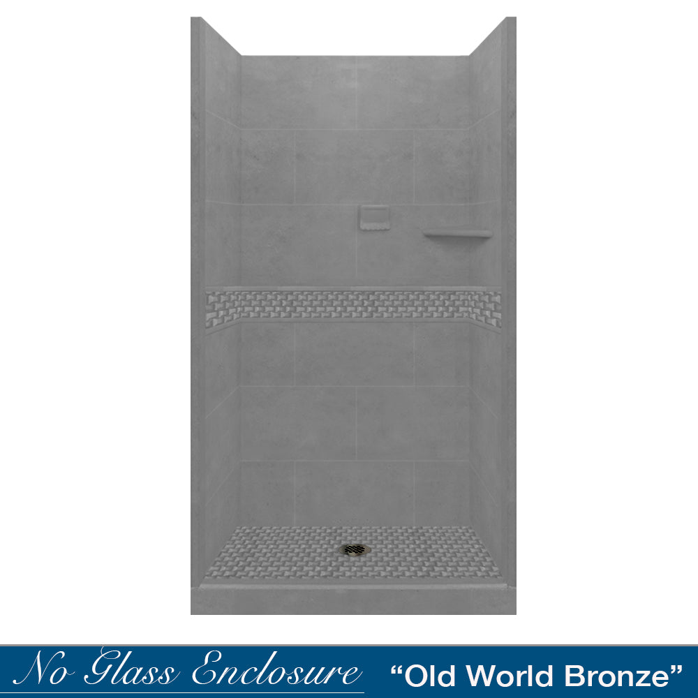 Alcove Wet Cement Sistine Stone & Jewel Stone Accent Shower Remodel Kit