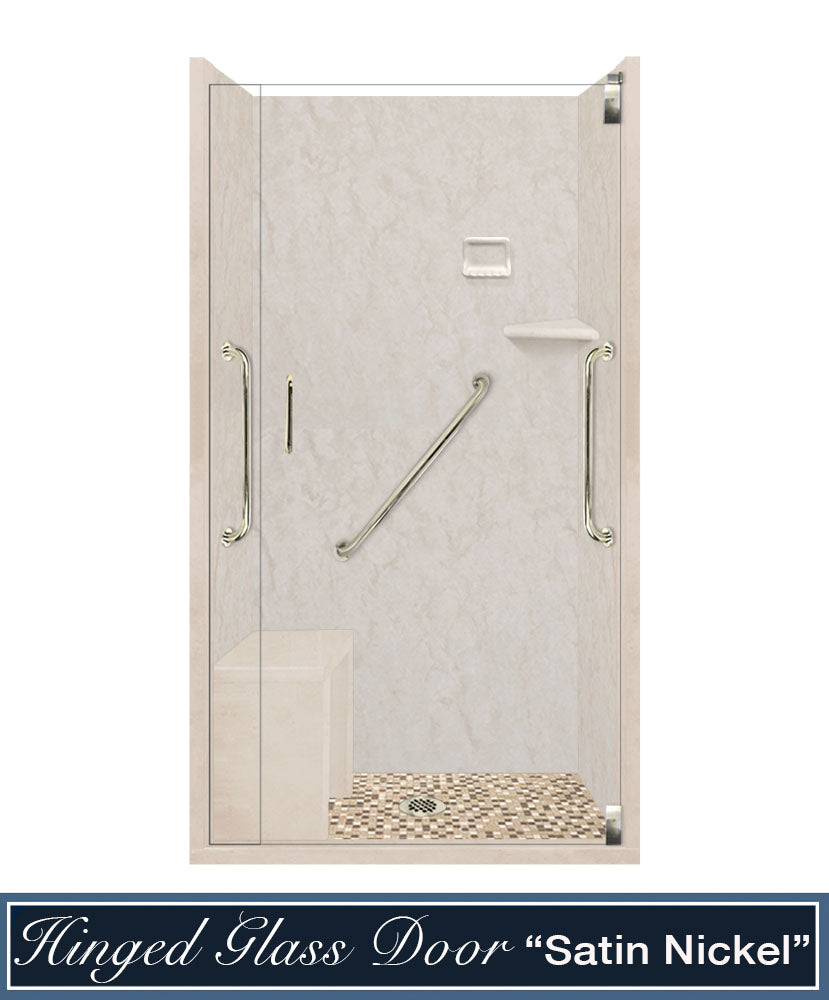 Freedom Rafe Marble Roma Mosaic Alcove Shower Enclosure Kit