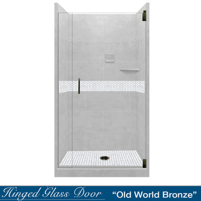 Pearl Hex Mosaic Portland Cement Small Alcove Shower Enclosure Kit