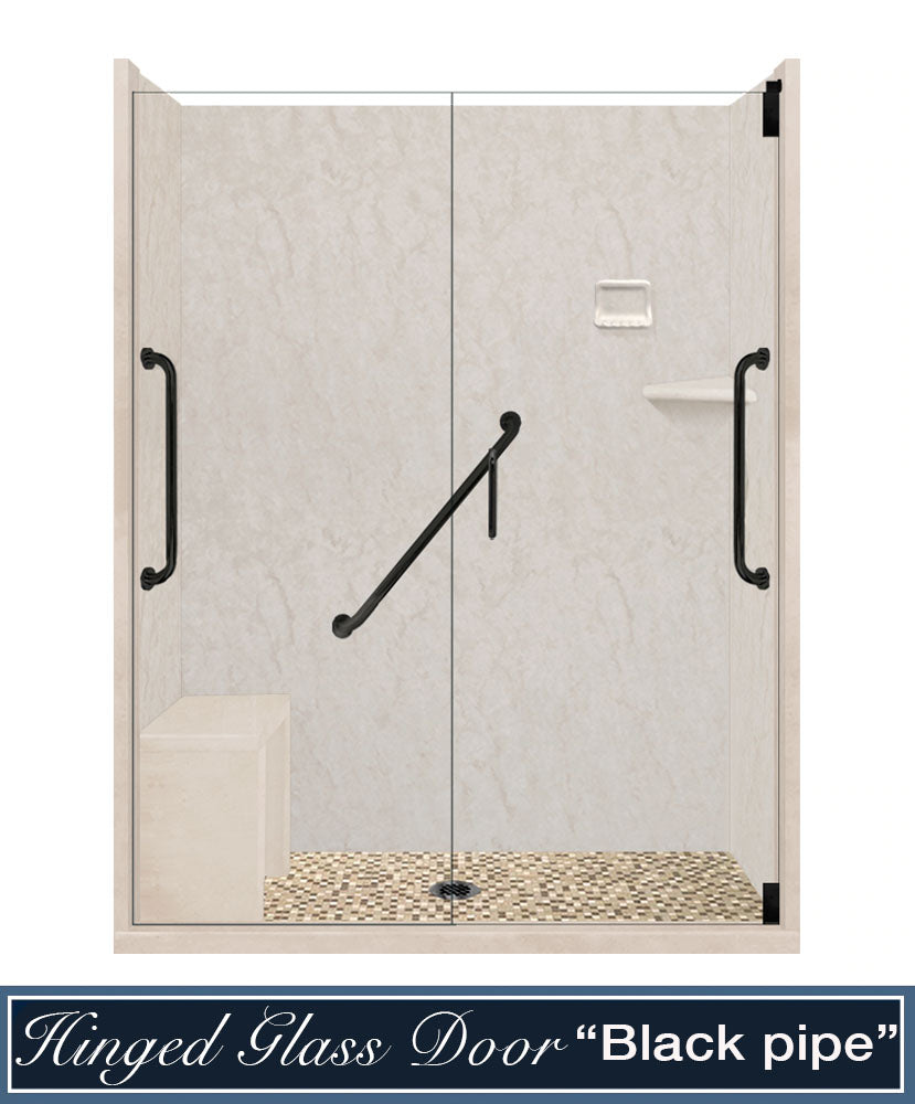 Freedom Rafe Marble Roma Mosaic Alcove Shower Enclosure Kit