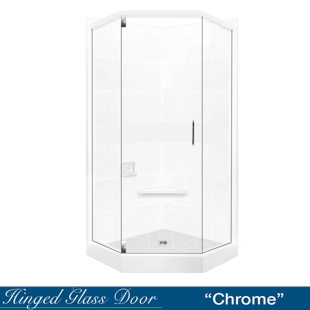 Neo-Angle Natural Buff Sistine Stone & Diamond Stone Accent Shower Remodel Kit