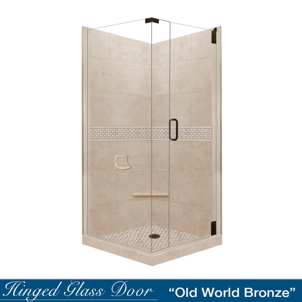 Corner Brown Sugar Sistine Stone & Jewel Stone Accent Shower Remodel Kit
