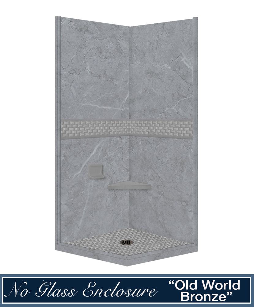 Corner Grio Medici Marble & Jewel Stone Accent Shower Remodel Kit