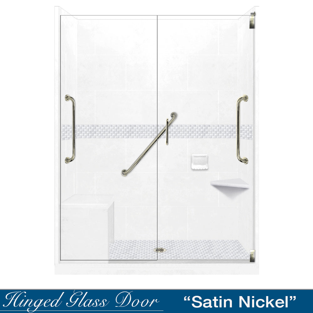 Freedom 60" Alcove Natural Buff Sistine Stone & Jewel Stone Accent Shower Remodel Kit