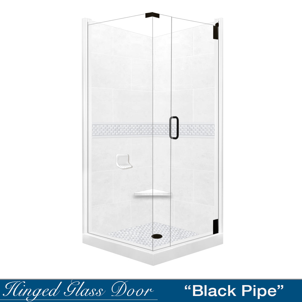 Corner Natural Buff Sistine Stone & Jewel Stone Accent Shower Remodel Kit