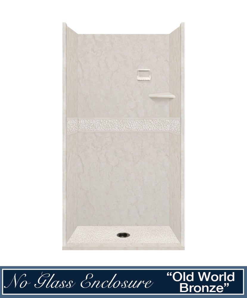60" Alcove Rafe Medici Marble & Pebble Stone Accent Shower Remodel Kit