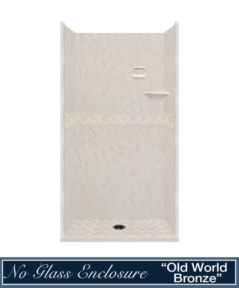 60" Alcove Rafe Medici Marble & Diamond Stone Accent Shower Remodel Kit