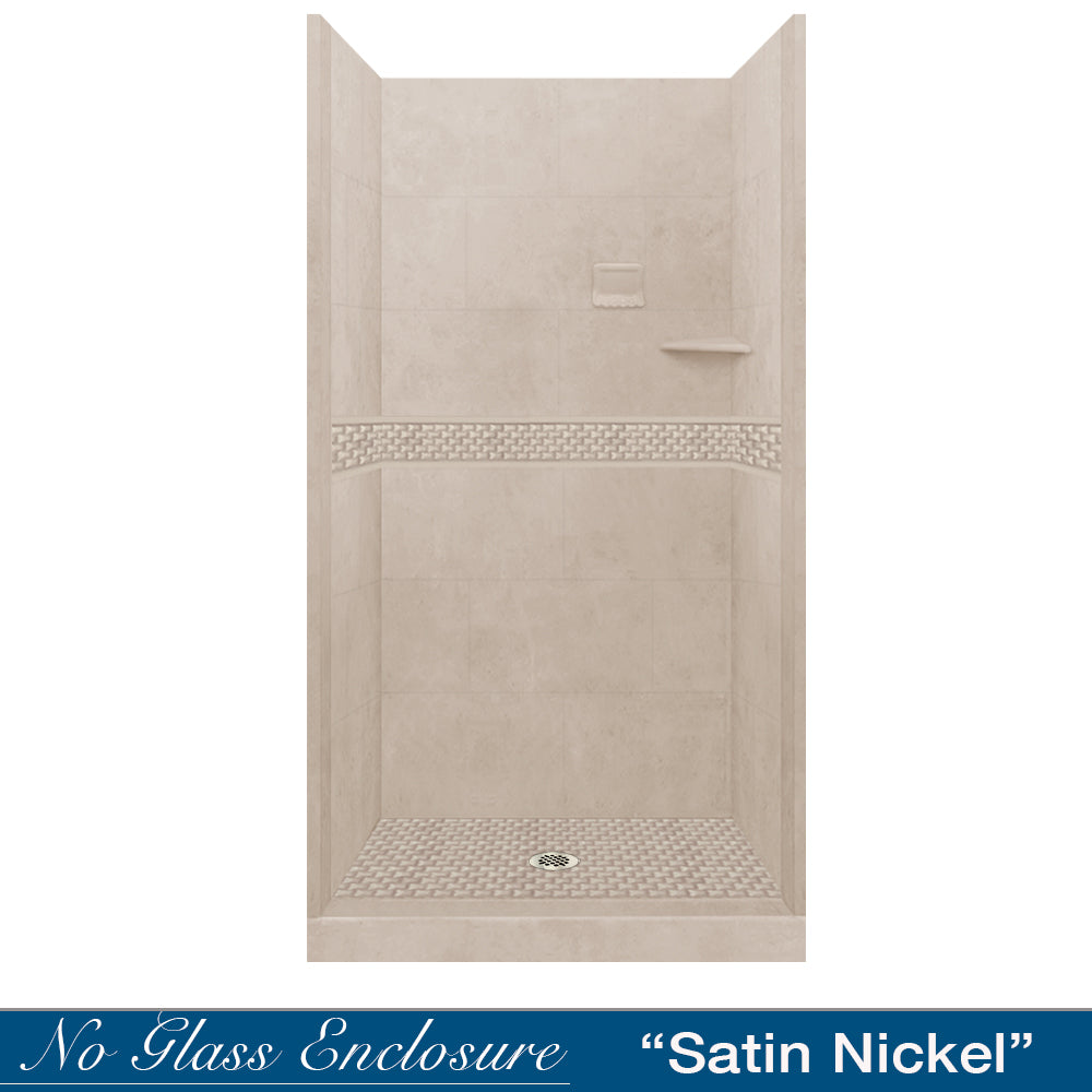 Alcove Brown Sugar Sistine Stone & Jewel Stone Accent Shower Remodel Kit