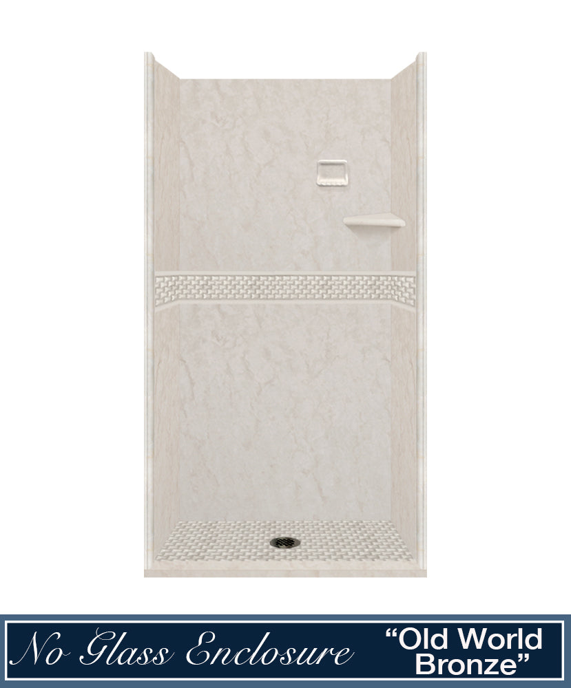 60" Alcove Rafe Medici Marble & Jewel Stone Accent Shower Remodel Kit