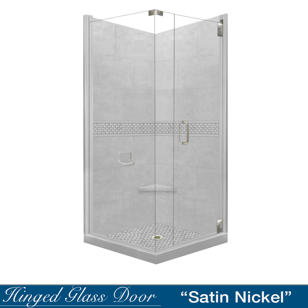 Corner Portland Cement Sistine Stone & Jewel Stone Accent Shower Remodel Kit