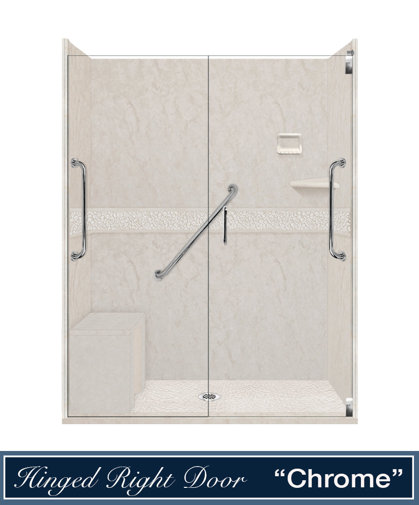 Freedom Rafe Marble Pebble Alcove Shower Enclosure Kit