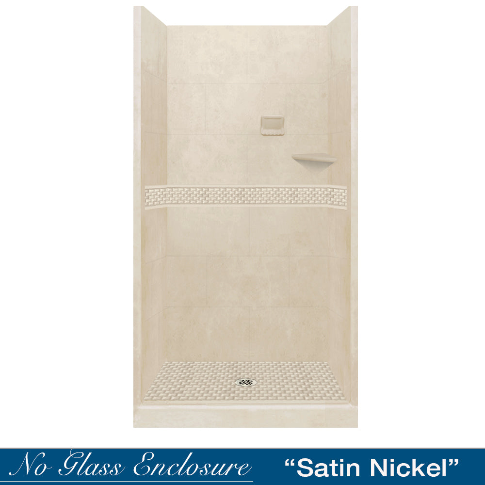 Alcove Desert Sand Sistine Stone & Jewel Stone Accent Shower Remodel Kit