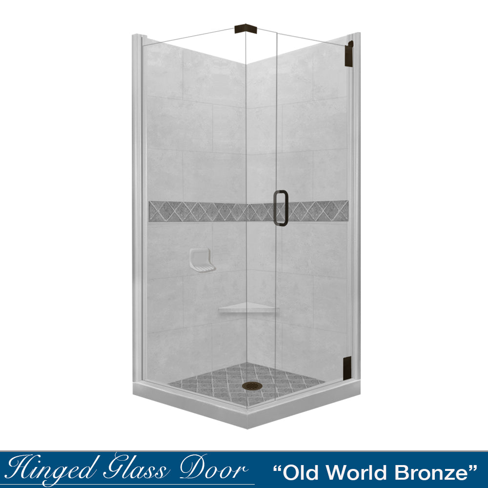 Corner Portland Cement Sistine Stone & Diamond Stone Accent Shower Remodel Kit