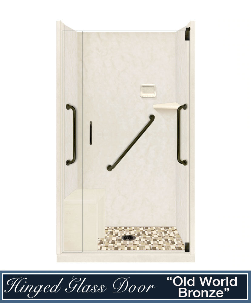 Freedom Alcove Rafe Medici Marble & Tuscany Mosaic Accent Shower Remodel Kit