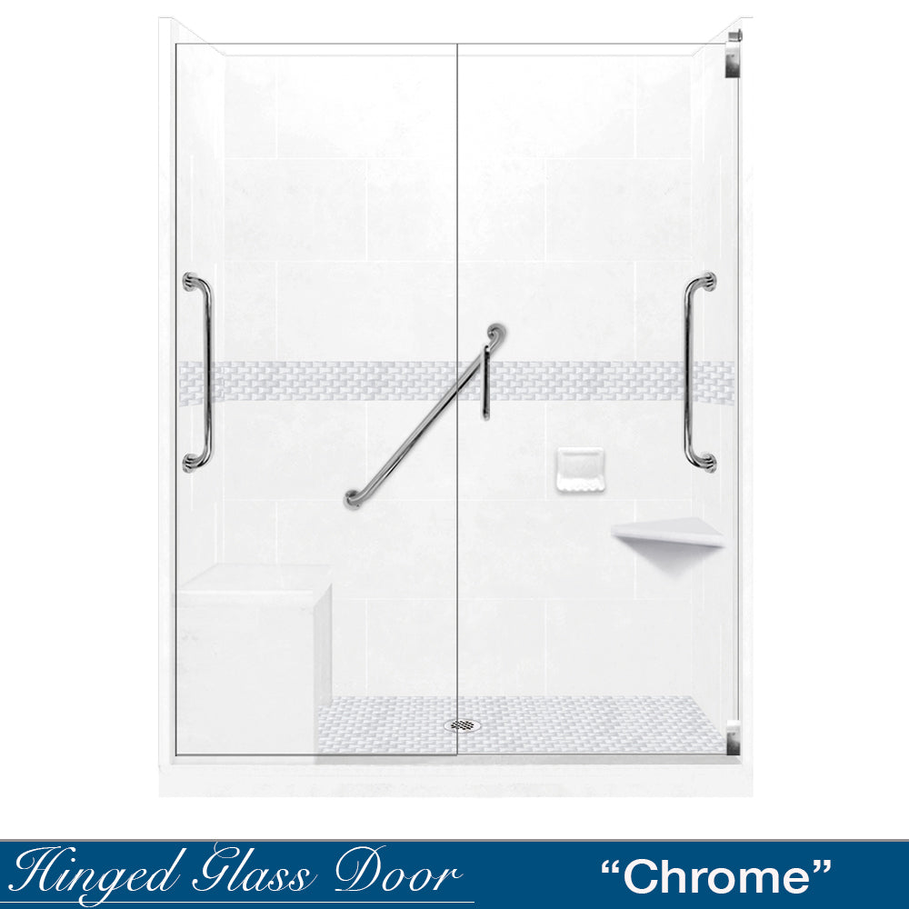 Freedom 60" Alcove Natural Buff Sistine Stone & Jewel Stone Accent Shower Remodel Kit