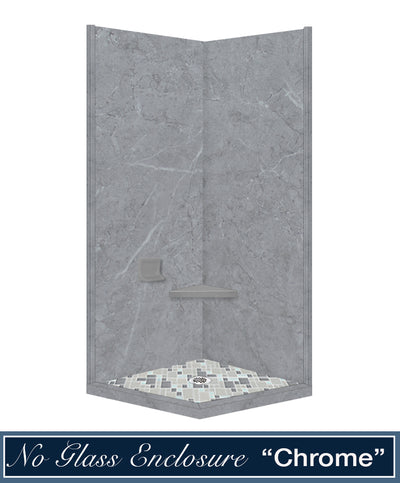Grio Marble Newport Mosaic Corner Shower Enclosure Kit