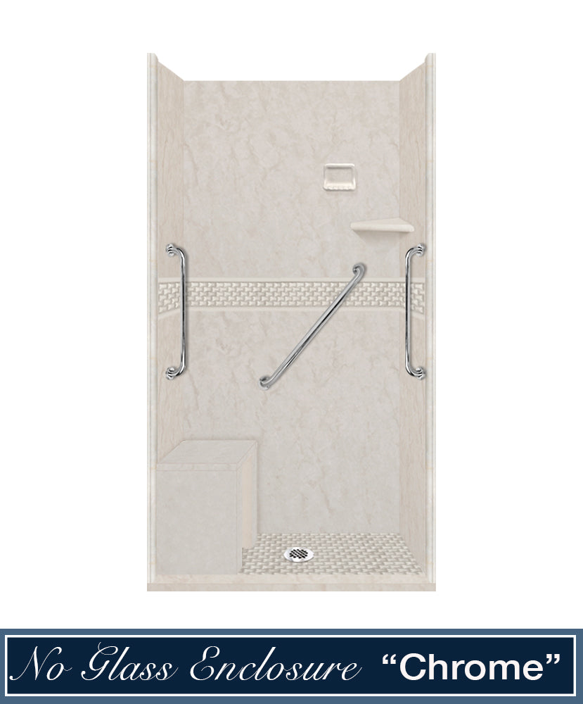 Freedom Rafe Marble Jewel Alcove Shower Enclosure Kit