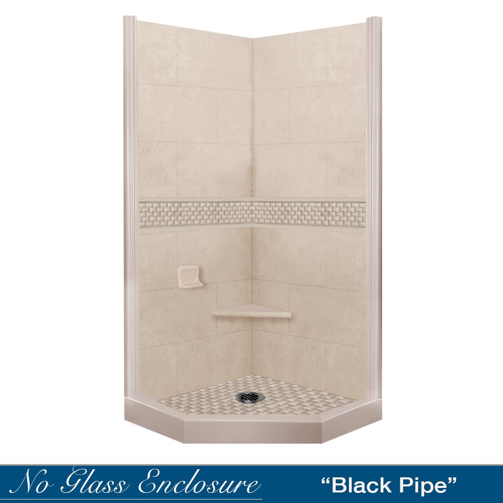 Neo-Angle Brown Sugar Sistine Stone & Jewel Stone Accent Shower Remodel Kit