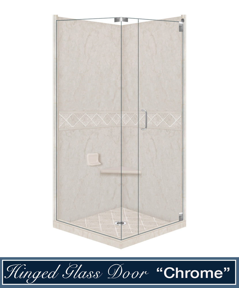 Rafe Marble Diamond Corner Shower Enclosure Kit