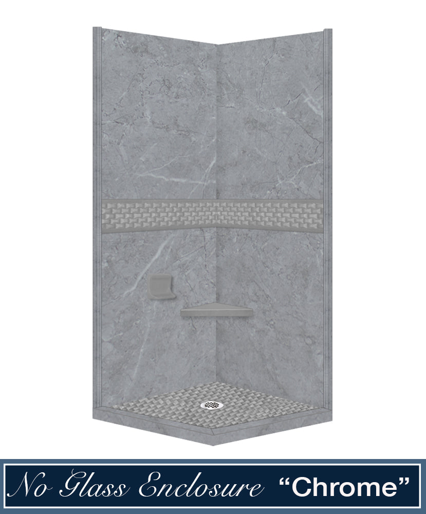Corner Grio Medici Marble & Jewel Stone Accent Shower Remodel Kit