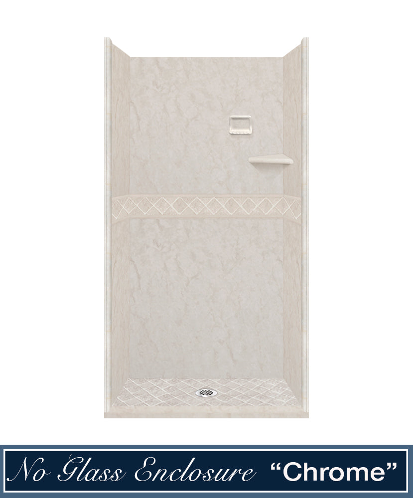 60" Alcove Rafe Medici Marble & Diamond Stone Accent Shower Remodel Kit