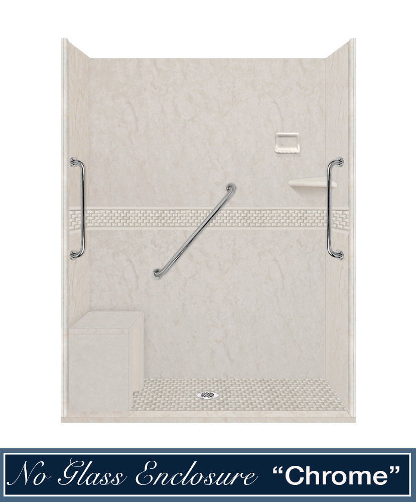 Freedom Rafe Marble Jewel Alcove Shower Enclosure Kit
