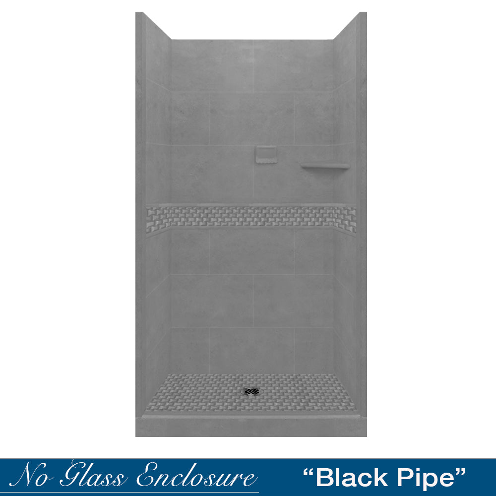 Alcove Wet Cement Sistine Stone & Jewel Stone Accent Shower Remodel Kit