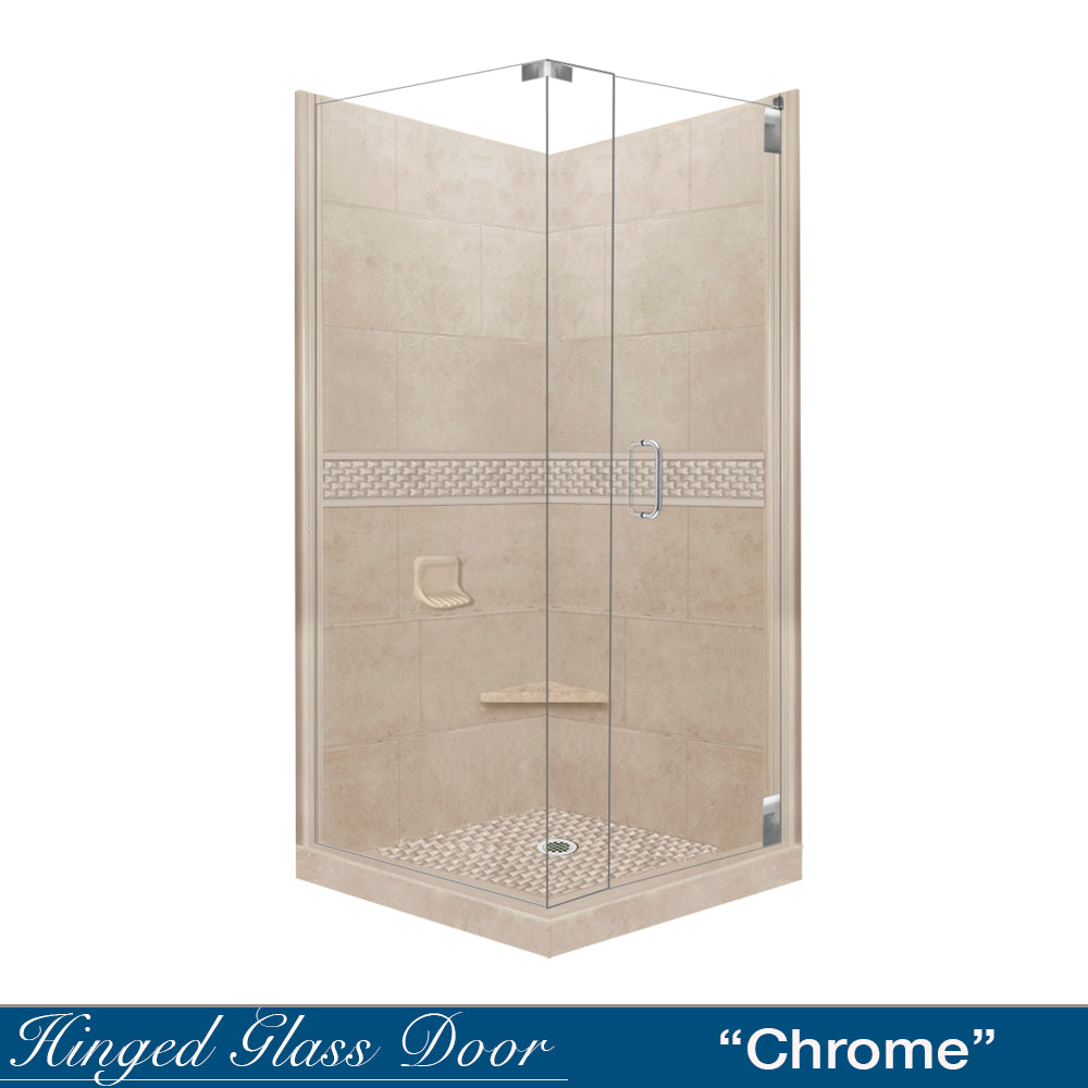 Corner Brown Sugar Sistine Stone & Jewel Stone Accent Shower Remodel Kit