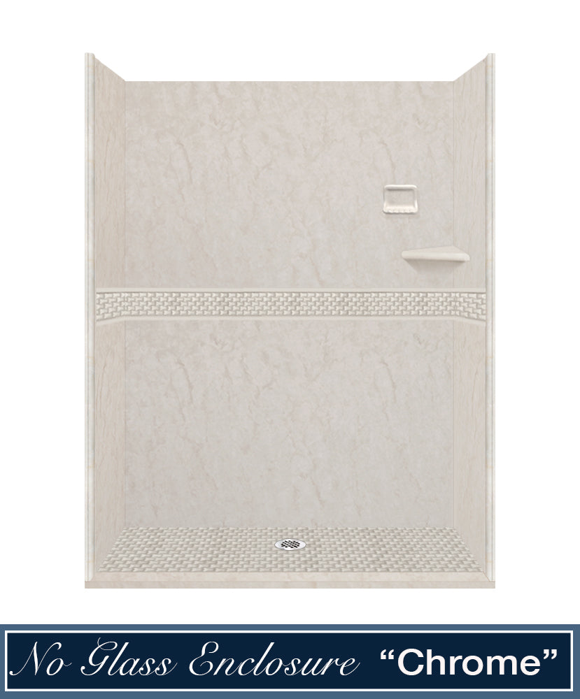 60" Alcove Rafe Medici Marble & Jewel Stone Accent Shower Remodel Kit