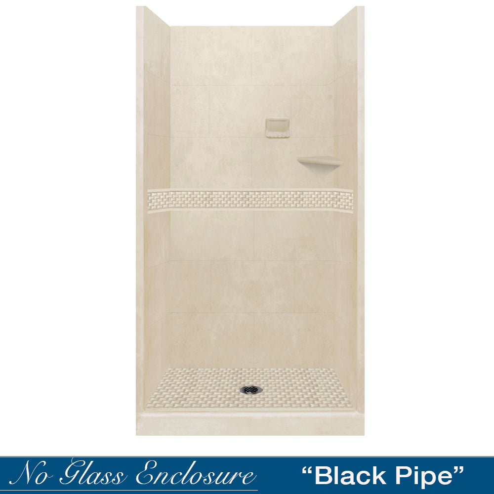 Alcove Desert Sand Sistine Stone & Jewel Stone Accent Shower Remodel Kit