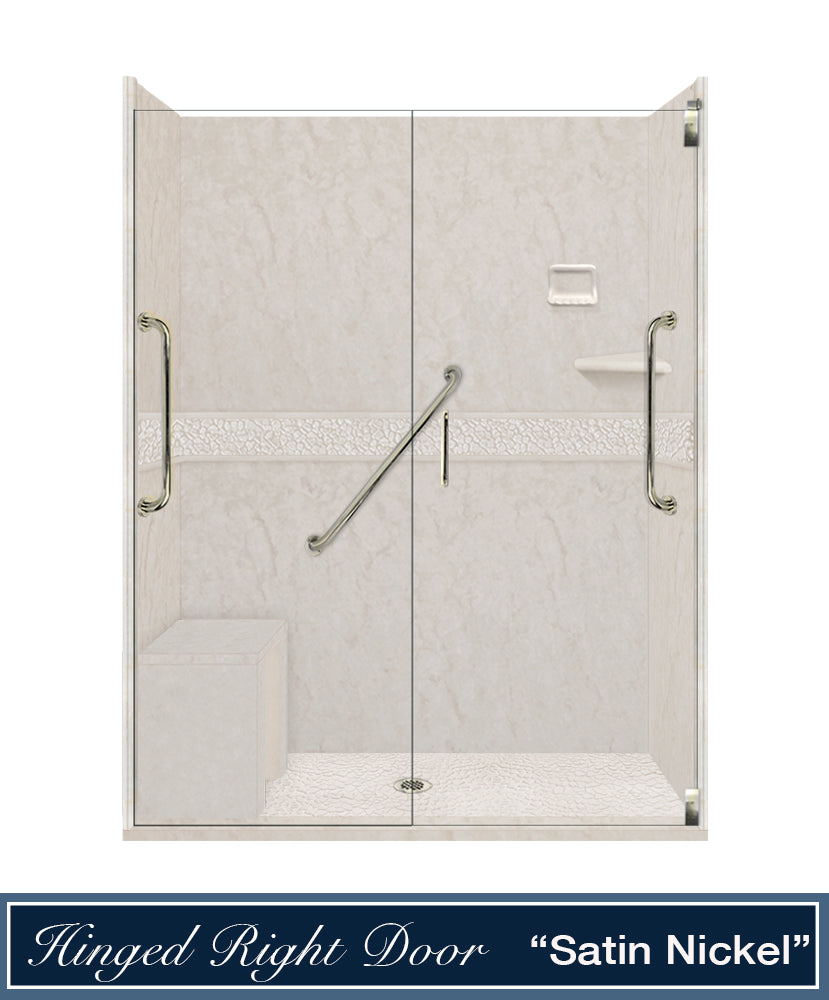 Freedom Rafe Marble Pebble Alcove Shower Enclosure Kit