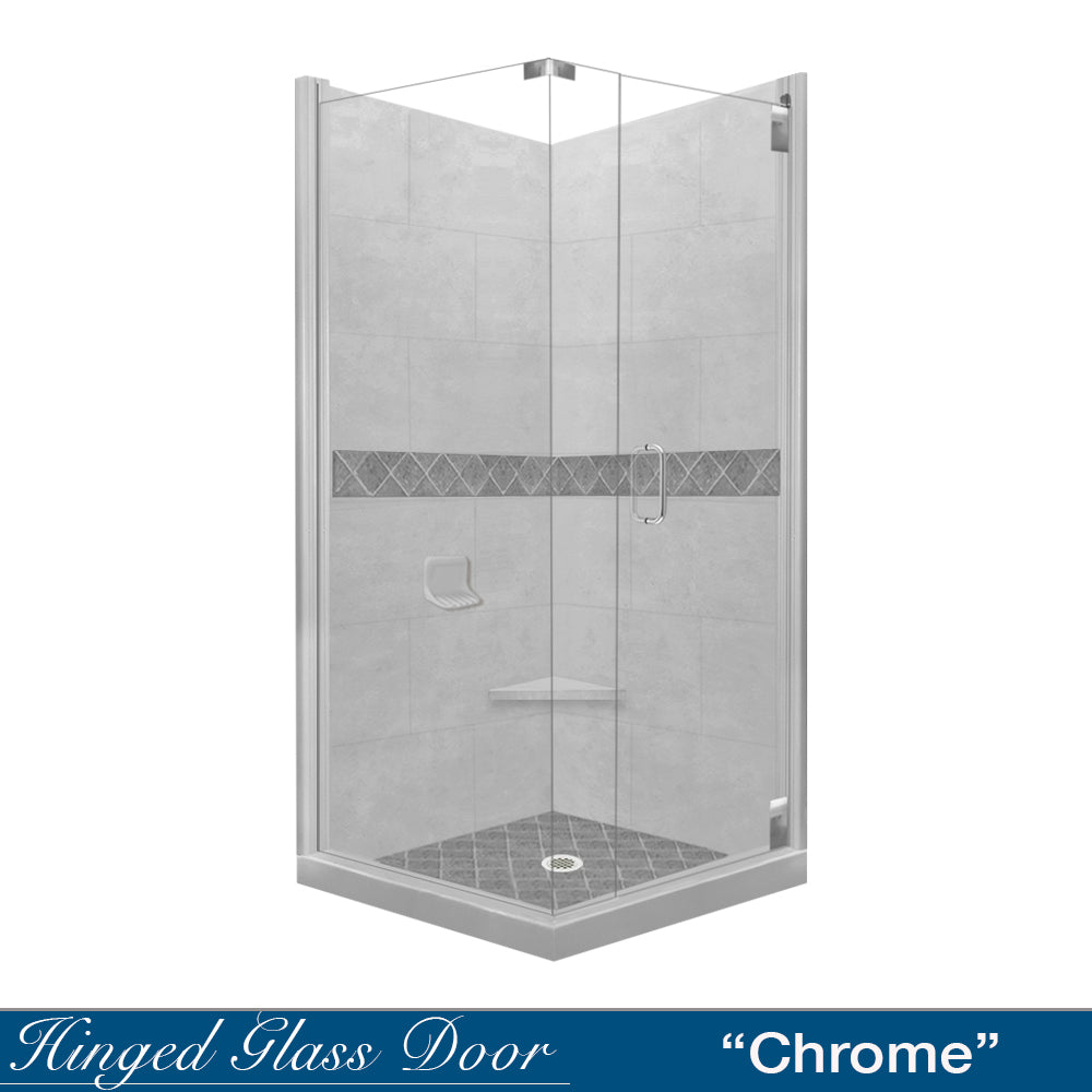 Corner Portland Cement Sistine Stone & Diamond Stone Accent Shower Remodel Kit