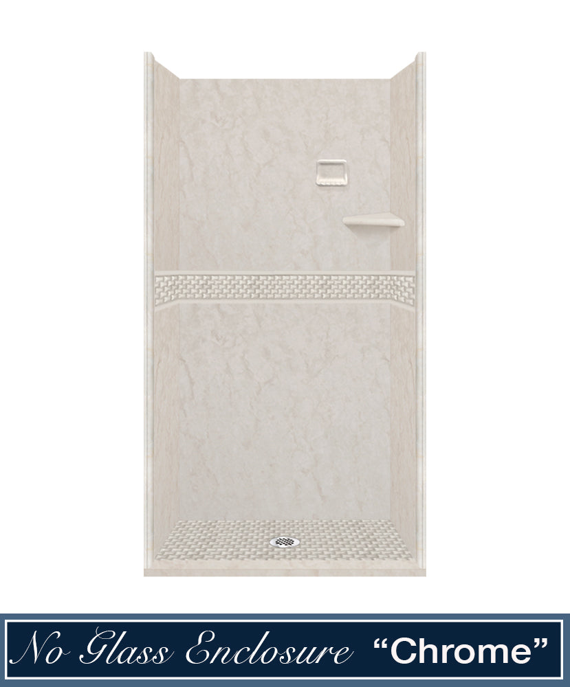 60" Alcove Rafe Medici Marble & Jewel Stone Accent Shower Remodel Kit