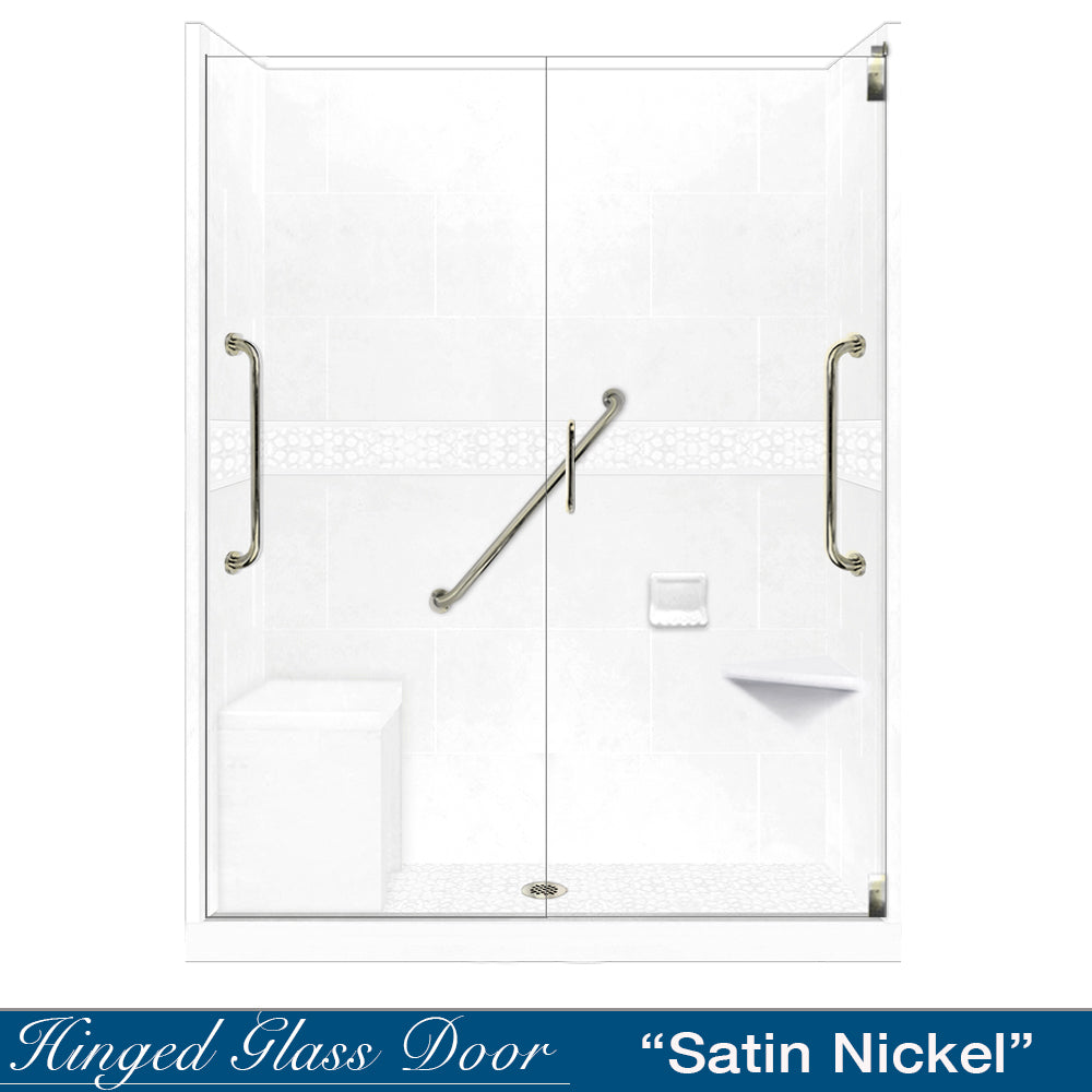 Freedom 60" Alcove Natural Buff Sistine Stone & Pebble Stone Accent Shower Remodel Kit